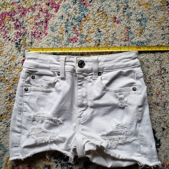COPY - American Eagle High Rise Shortie Next Level Stretch White Distressed Sho… - Picture 8 of 9